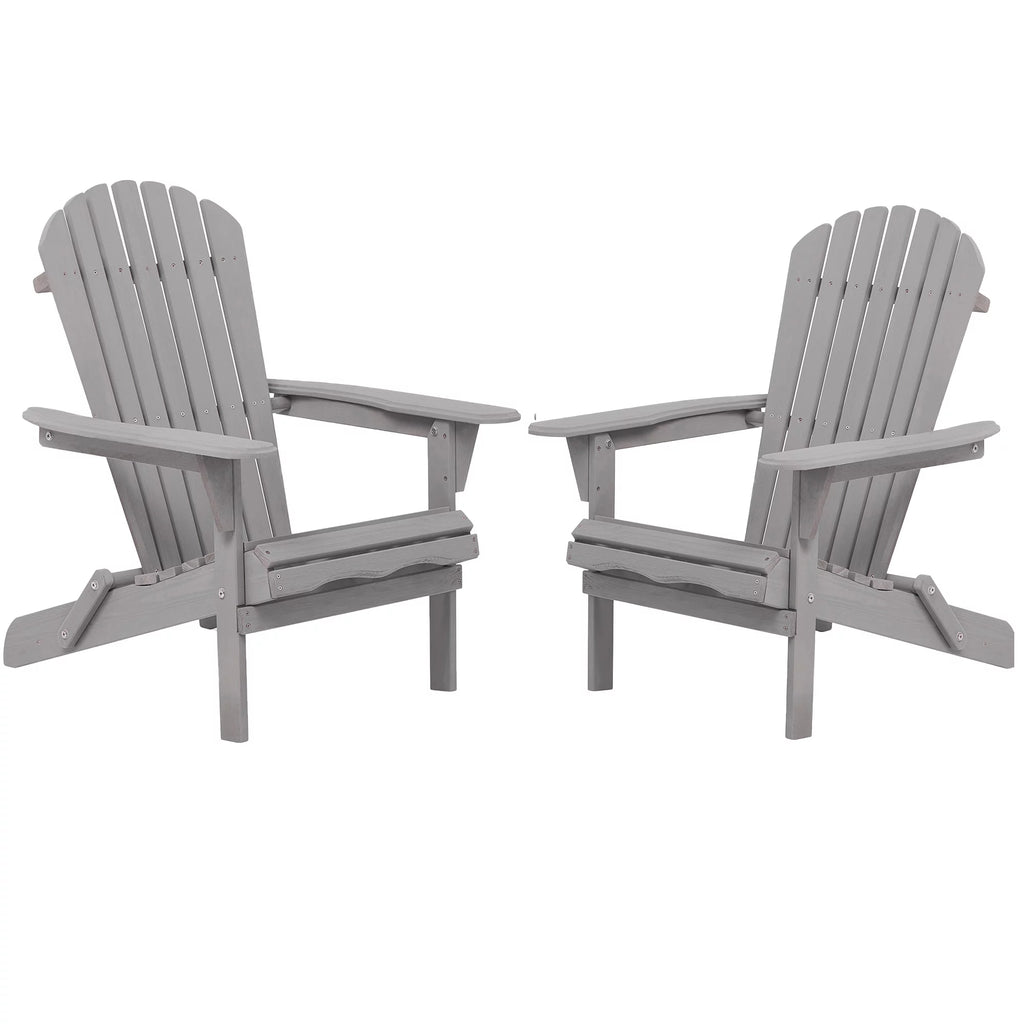 Gray Wooden Folding Adirondack Chair Set of 2 G8048