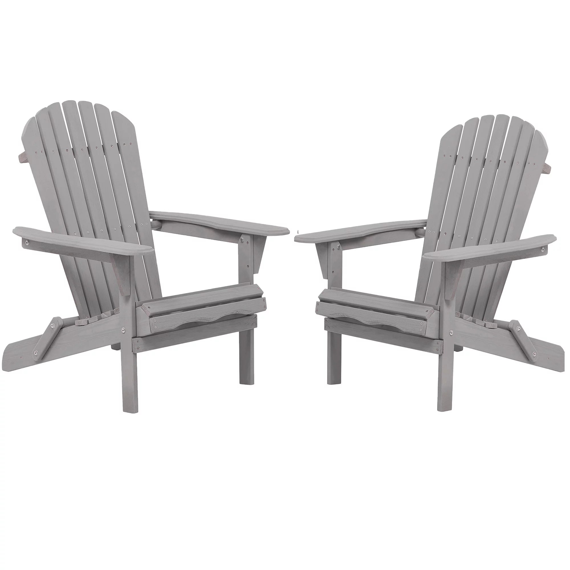 Gray Wooden Folding Adirondack Chair Set of 2 G8048