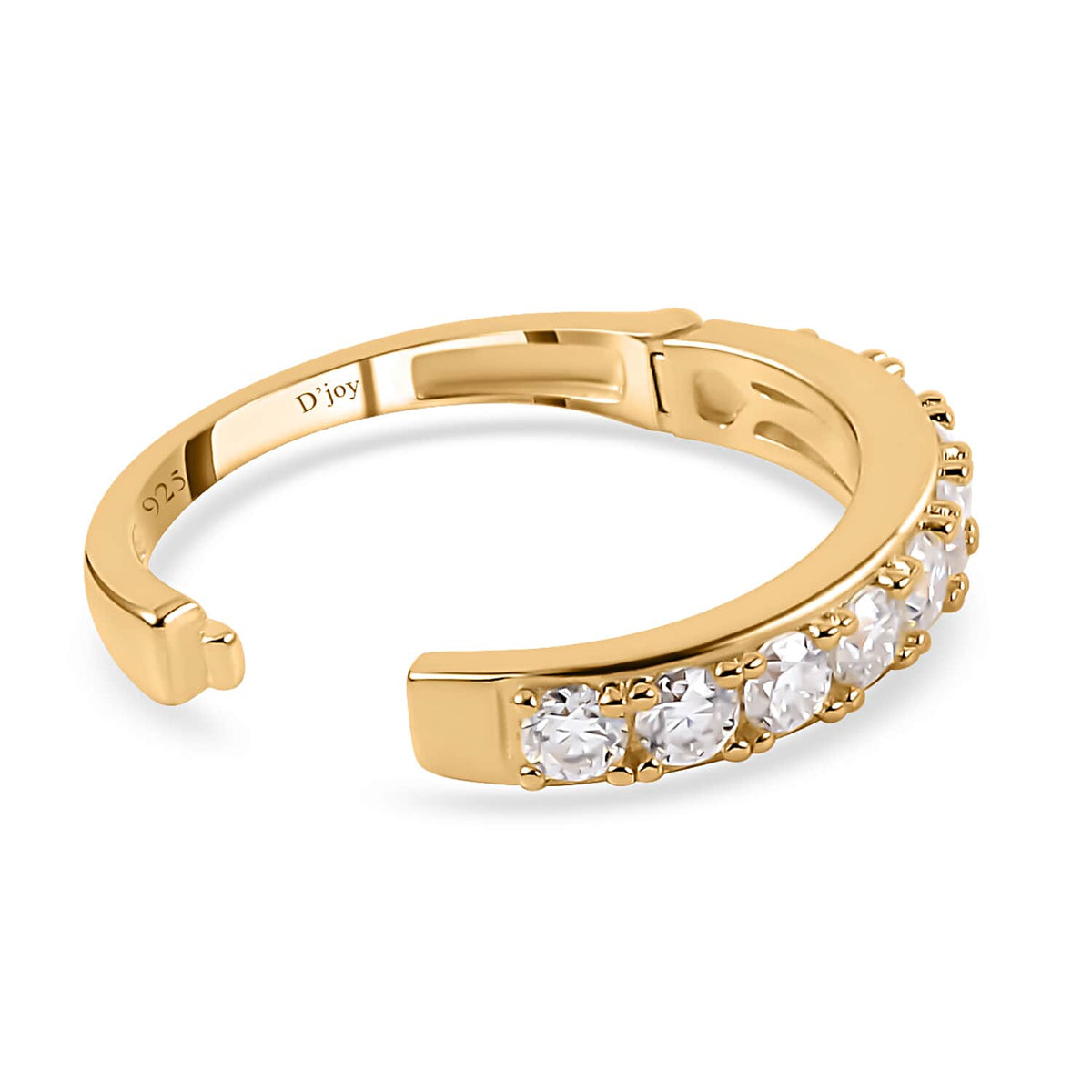 Moissanite Round 925 Sterling Silver Vermeil Yellow Gold Plated Eternity Band Ring Size 9 Ct 0.82 L16795