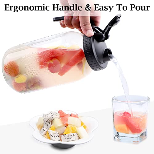 64 OZ Glass Pitcher With Pour Spout Lids O96681