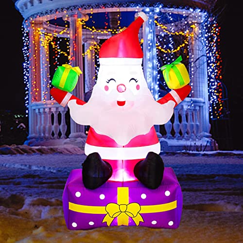 Inflatable Santa Claus with Gift Boxes LED Lights Yard Decor X77698