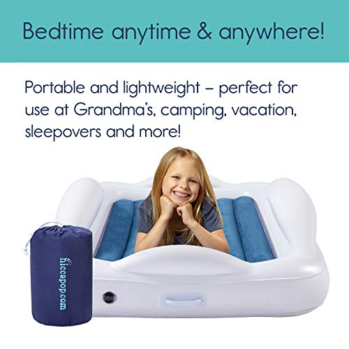 Navy Blue Inflatable Toddler Travel Bed with Safety Bumpers X71765