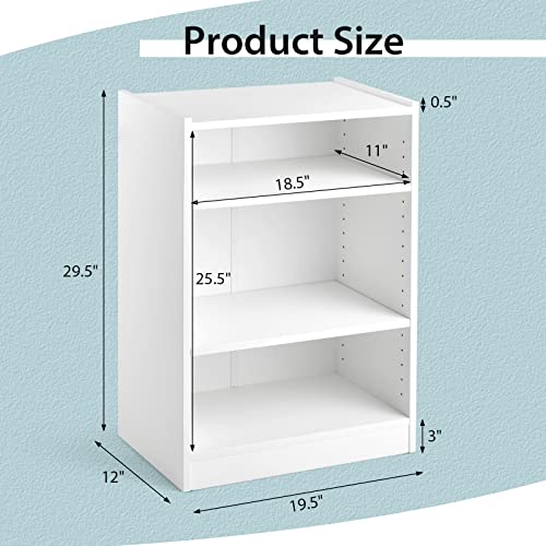 Black 3 Shelf Bookcase with Adjustable Shelves O600336