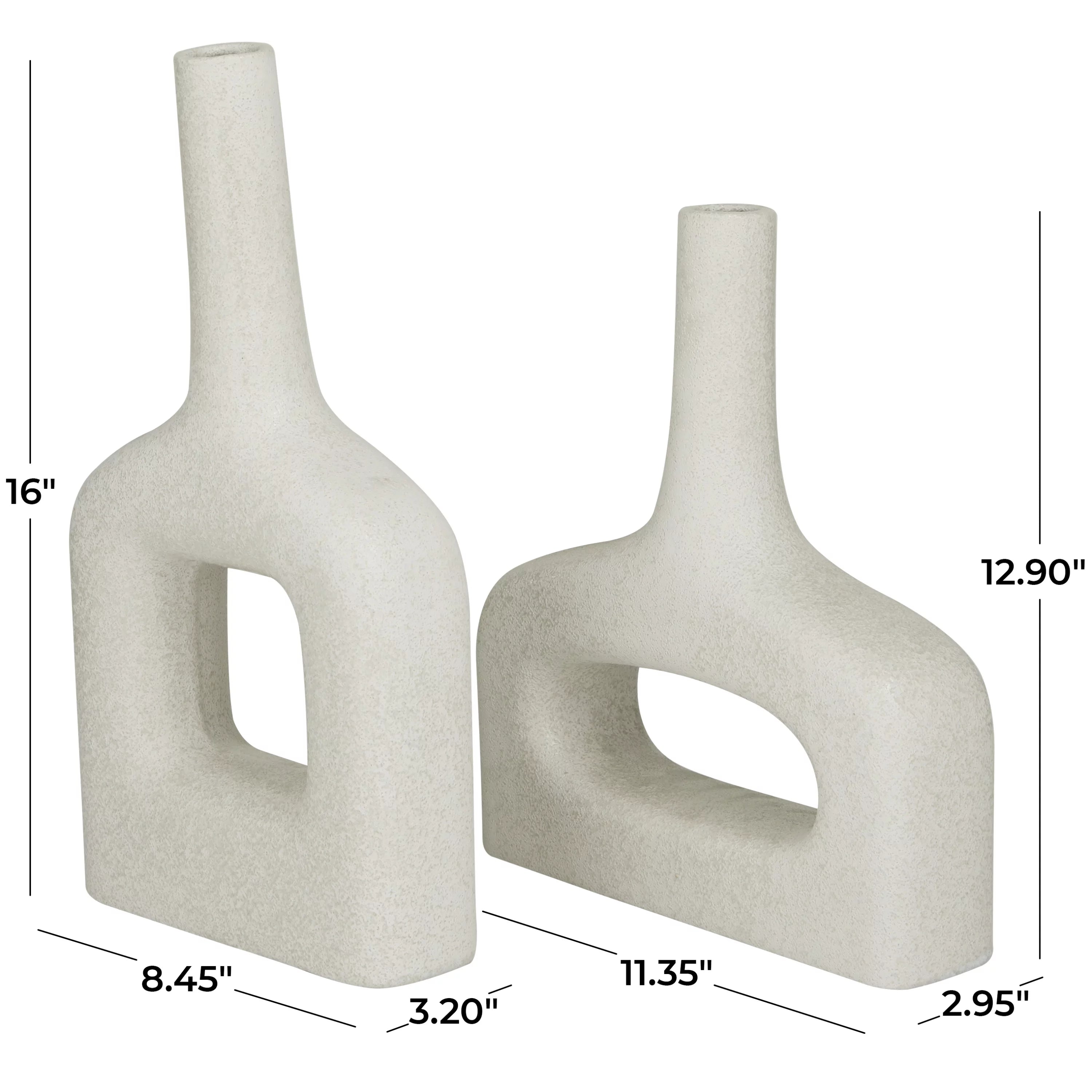 16" 13"H White Ceramic Vase Set of 2 T5207