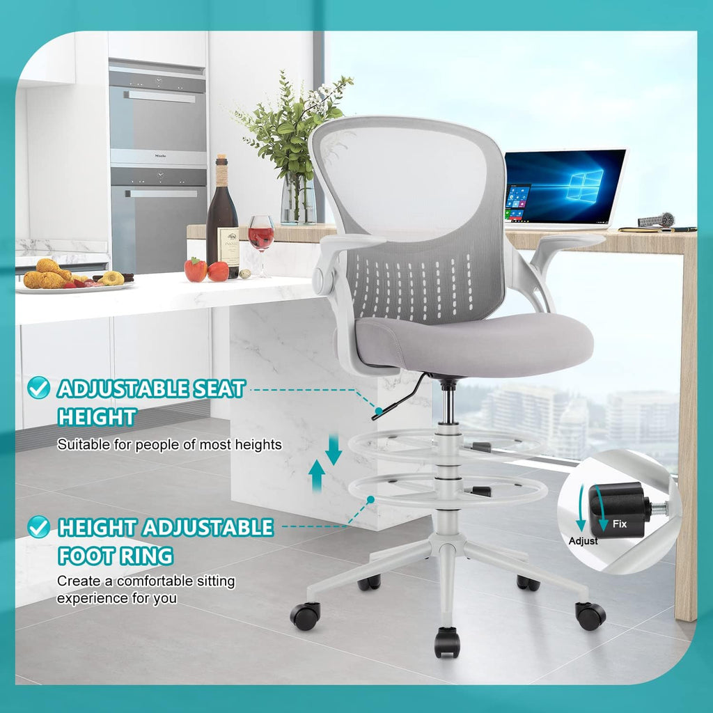 Grey Mid Back Mesh Drafting Chair X44622