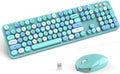 Wireless Mechanical Keyboard with LED Backlit, Bluetooth 5.1/USB Wired Rechargeable 104 Keys Full-Size Blue Switch Round Keycap with Ergonomic Magnetic Wrist Rest T17261