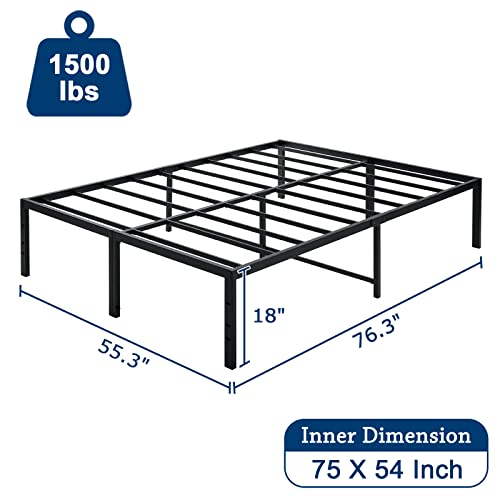 Black 18 Inch Tall Cal King Metal Platform Bed Frame M60372