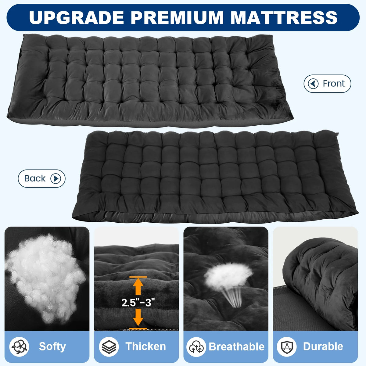Portable Folding Bed with Removable Thick Mattress and Carry Bag G19416