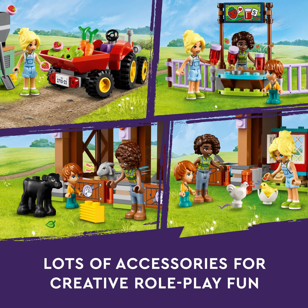 Farm Animal Sanctuary and Tractor Toy with 3 Mini-Doll Characters and 5 Farm Animal Toys Including a Baby Cow Q472