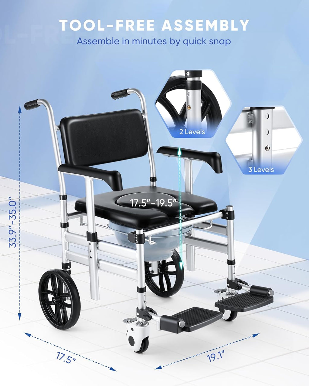 Foldable Aluminum Shower Chair with Wheels C964849