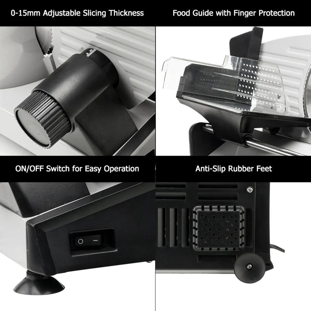 Electric Deli Food Slicer with Removable 7.5'' Serrated & Stainless Steel Blade Y9026