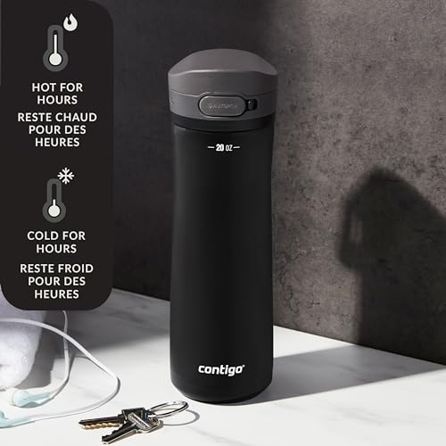 Stainless Steel Water Bottle with Carry Handle and Secure Lid, Vacuum-Insulated and BPA-Free, Licorice, 20 oz J9014