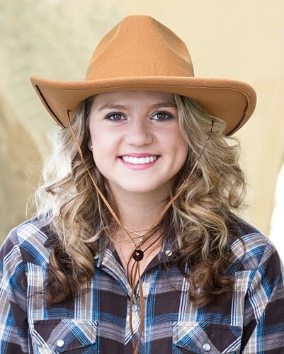 Retro Felt Wide Brim Cowboy Hat with Wind Lanyard R770