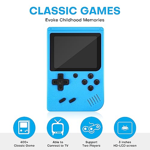 Handheld Retro Video Game Console with 3.0 Inch Screen (Blue-800 Games) R8294