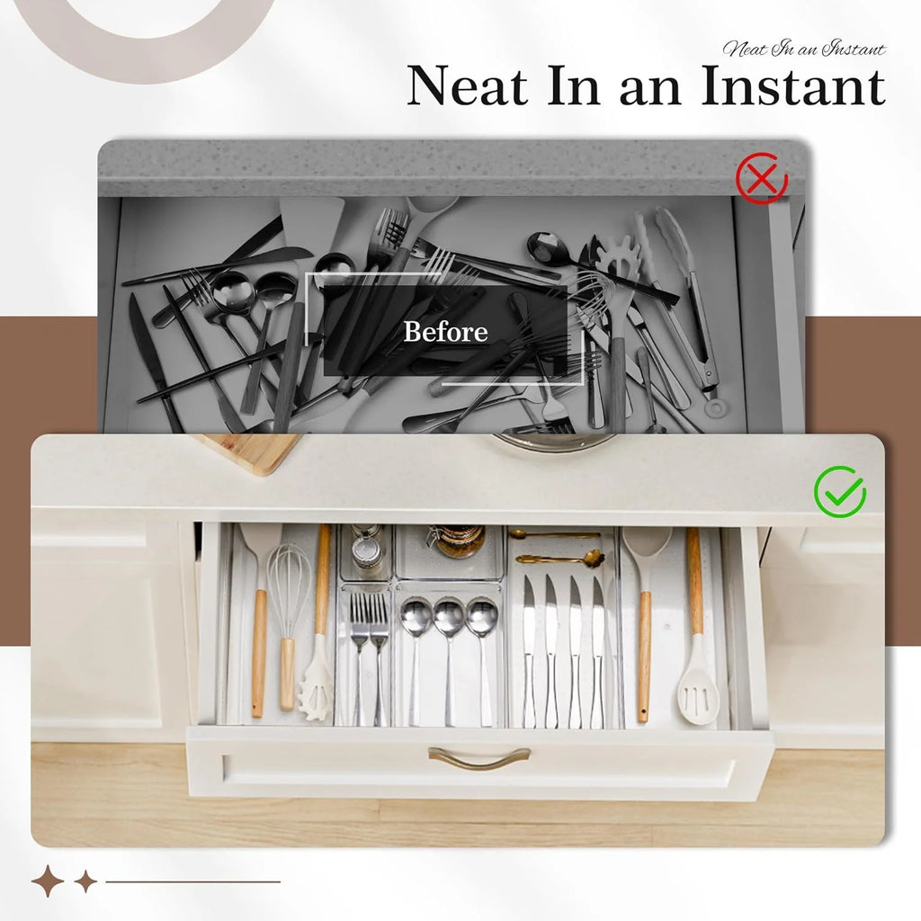 14 PCS Clear Plastic Drawer Organizer Set R7387