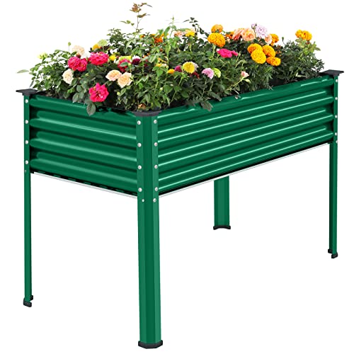 Galvanized Raised Garden Bed with Legs, Oval Large Metal Raised Garden Beds K3416