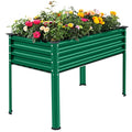Galvanized Raised Garden Bed with Legs, Oval Large Metal Raised Garden Beds K3416