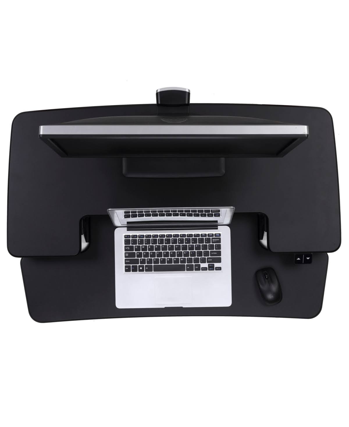 Black electric standing desk converter M477417