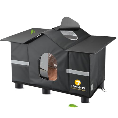 Weatherproof Large Cat Shelter with Roof Window and Cozy Cushion A86373