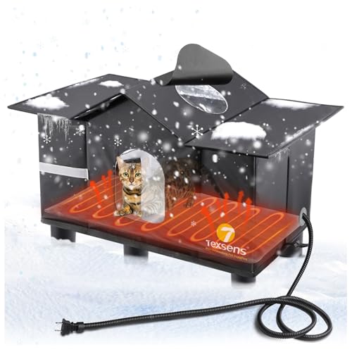 Weatherproof Large Cat Shelter with Roof Window and Cozy Cushion A86373