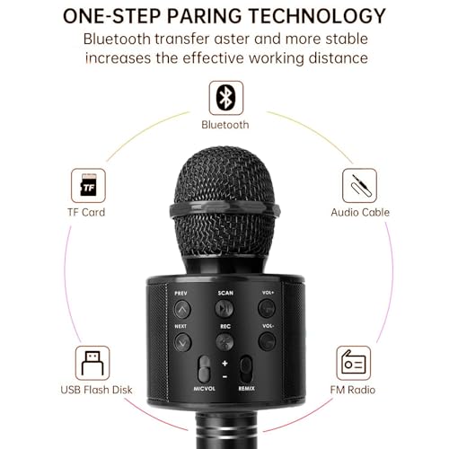 Black Wireless Bluetooth Karaoke Microphone Speaker T170315