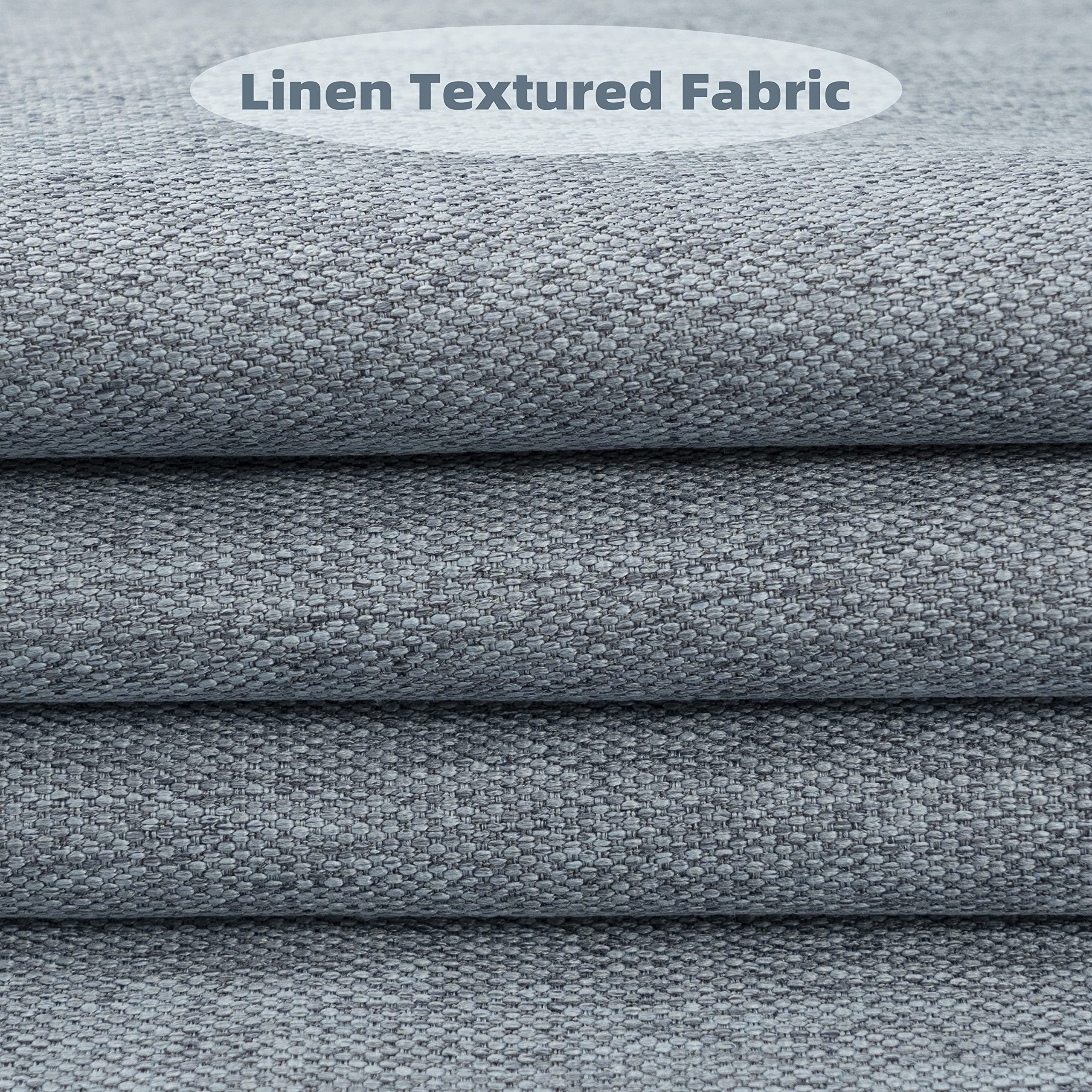 Dusty Blue Faux Linen Blackout Curtains 84 Inches 2 Panels K803