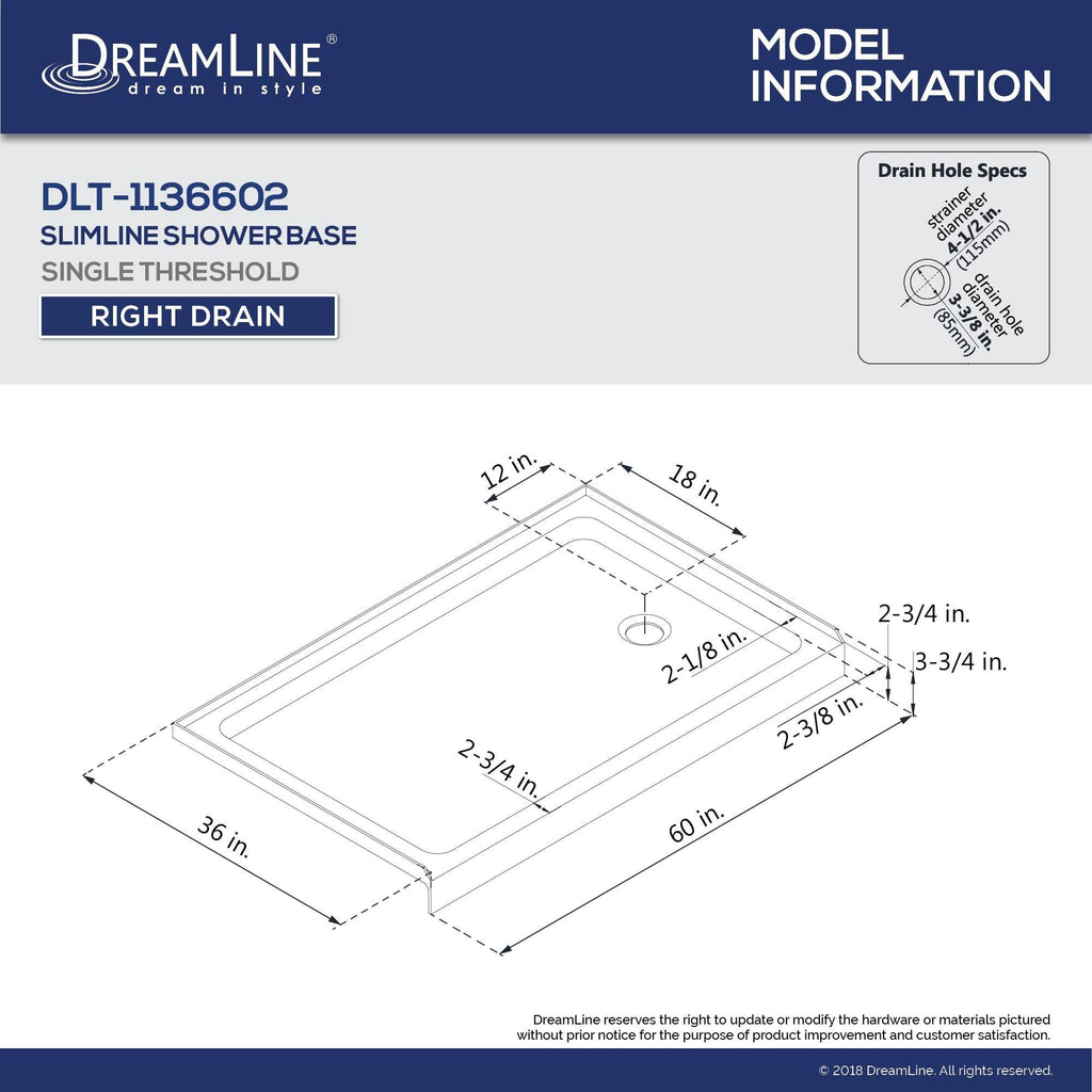 36 in. x 60 in. Single Threshold Shower Base V49956