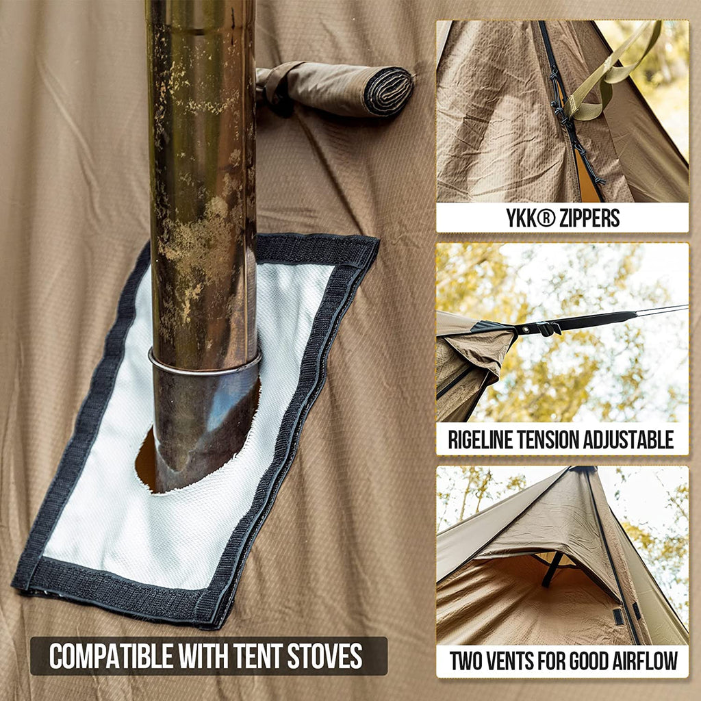 Hammock Hot Tent with Stove Jack, Waterproof Camping Tarp, PU3000mm 4 Season Tent V563
