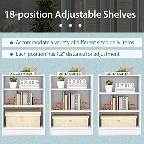 Black 3 Shelf Bookcase with Adjustable Shelves O600336