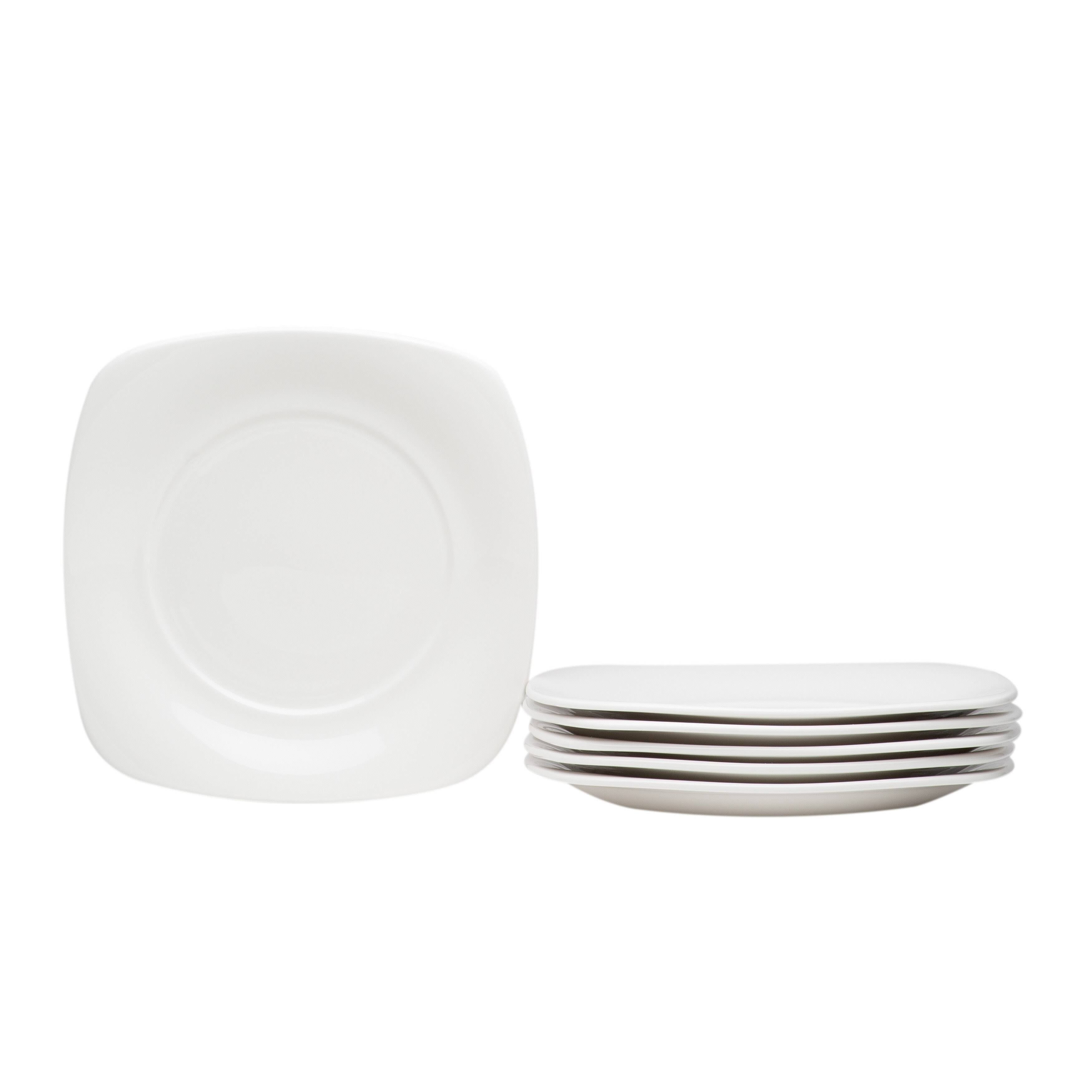 White Square Salad Plate Set of 6 D553454