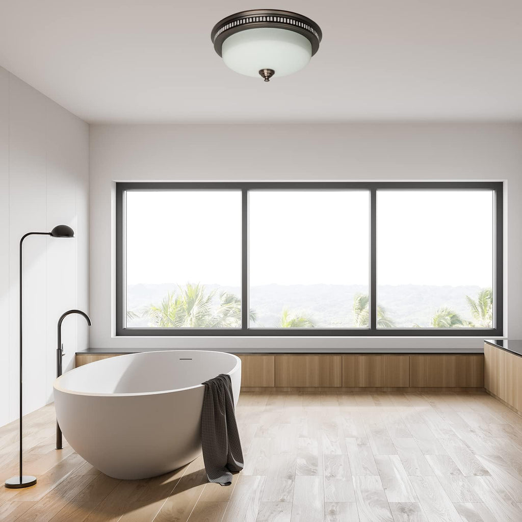 Bronze Round Exhaust Bathroom Fan with Light and Nightlight Q52636