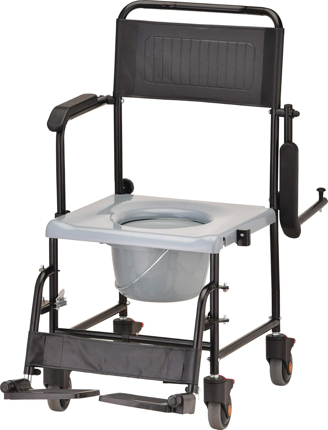 Hammertone Transport Chair Commode with Locking Wheels and Removable Padded Seat T184