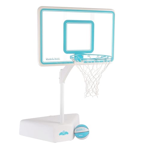 Outdoor Adjustable Height Swimming Pool Basketball Hoop with Ball, Base, 18 Inch Stainless Steel Rim F7275
