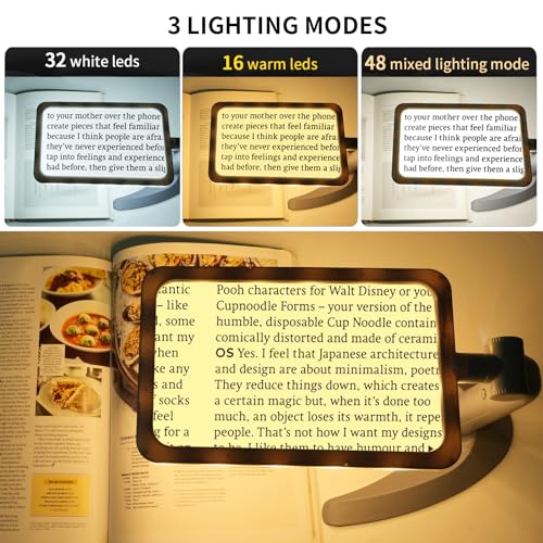 5X Folding Handheld Rectangular Magnifier with 48 Lights N266