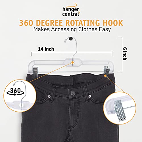 12 Pack 14" Clear Skirt Hangers with Adjustable Clips Q141