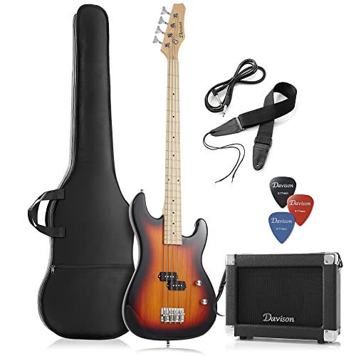 Blue 4 String Right Handed Electric Bass Guitar with 15-Watt Amp and Gig Bag M71776