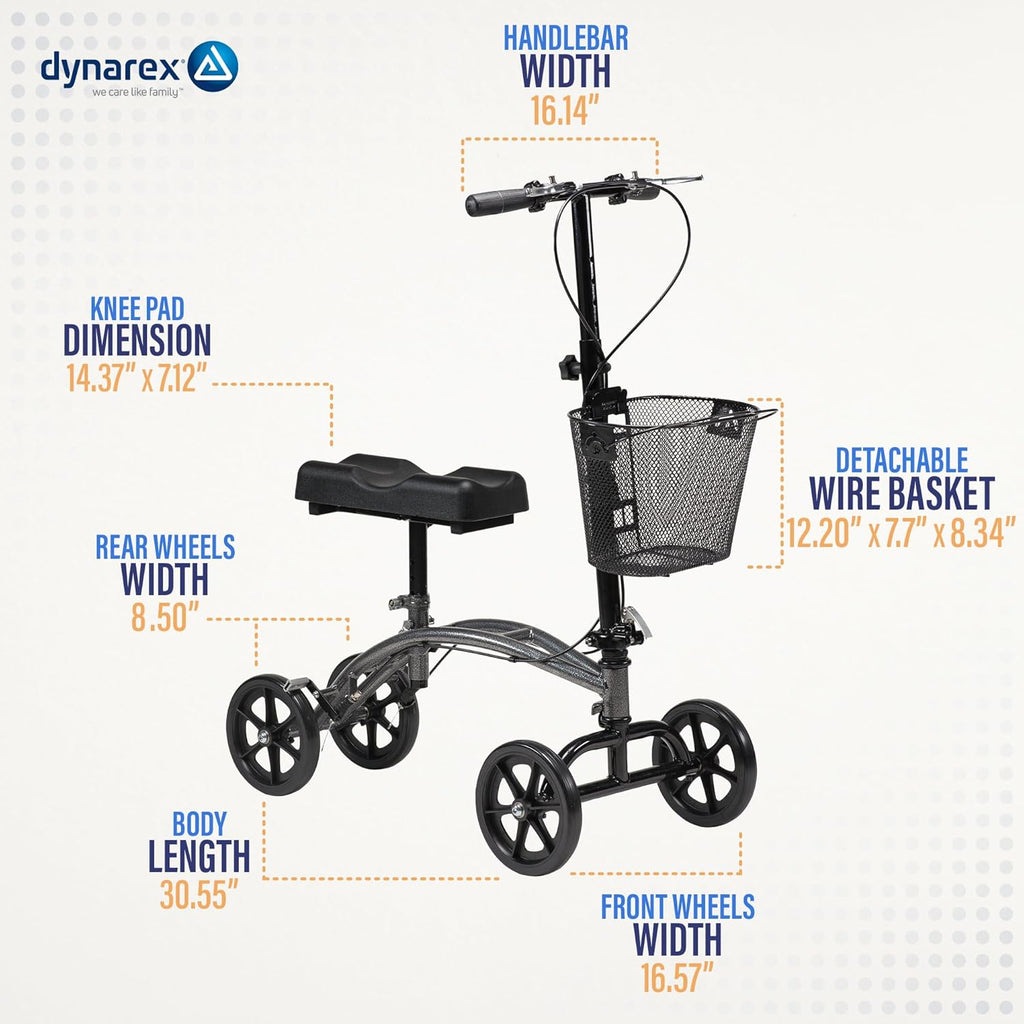Silver Steerable Knee Walker with Basket F22848