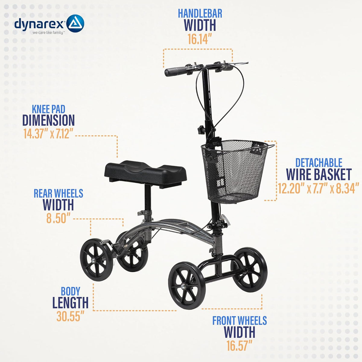Silver Steerable Knee Walker with Basket F22848
