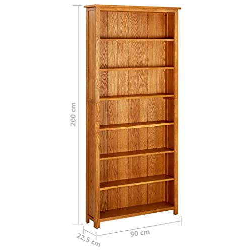 7-Tier Solid Oak Wood Bookcase S821675
