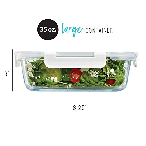 5-Pack Two Compartments Glass Storage Containers with Locking Lids, 27 oz. J952595