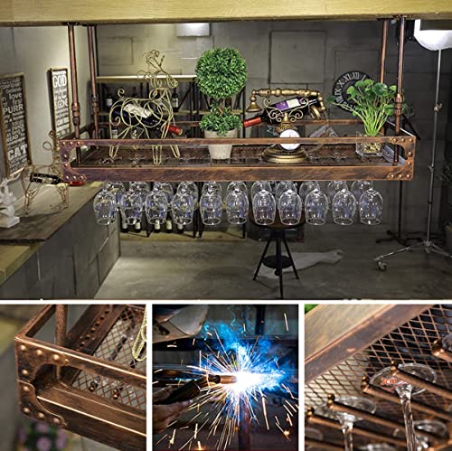 Bronze Metal Wall-Mounted Wine Glass Rack, 80x35cm E1570