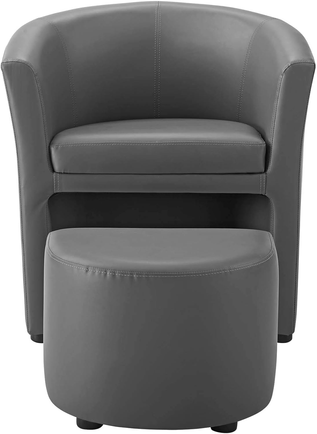 Gray Faux Leather Armchair And Ottoman Set X20316