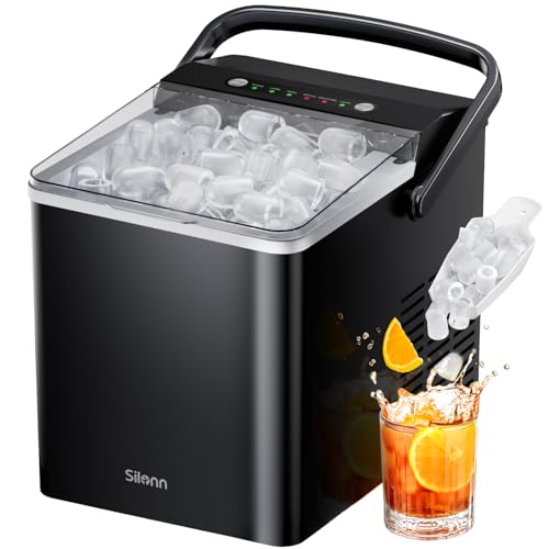 Black Self-Cleaning Ice Machine, 26Lbs/24H, 2 Sizes of Bullet Ice H207