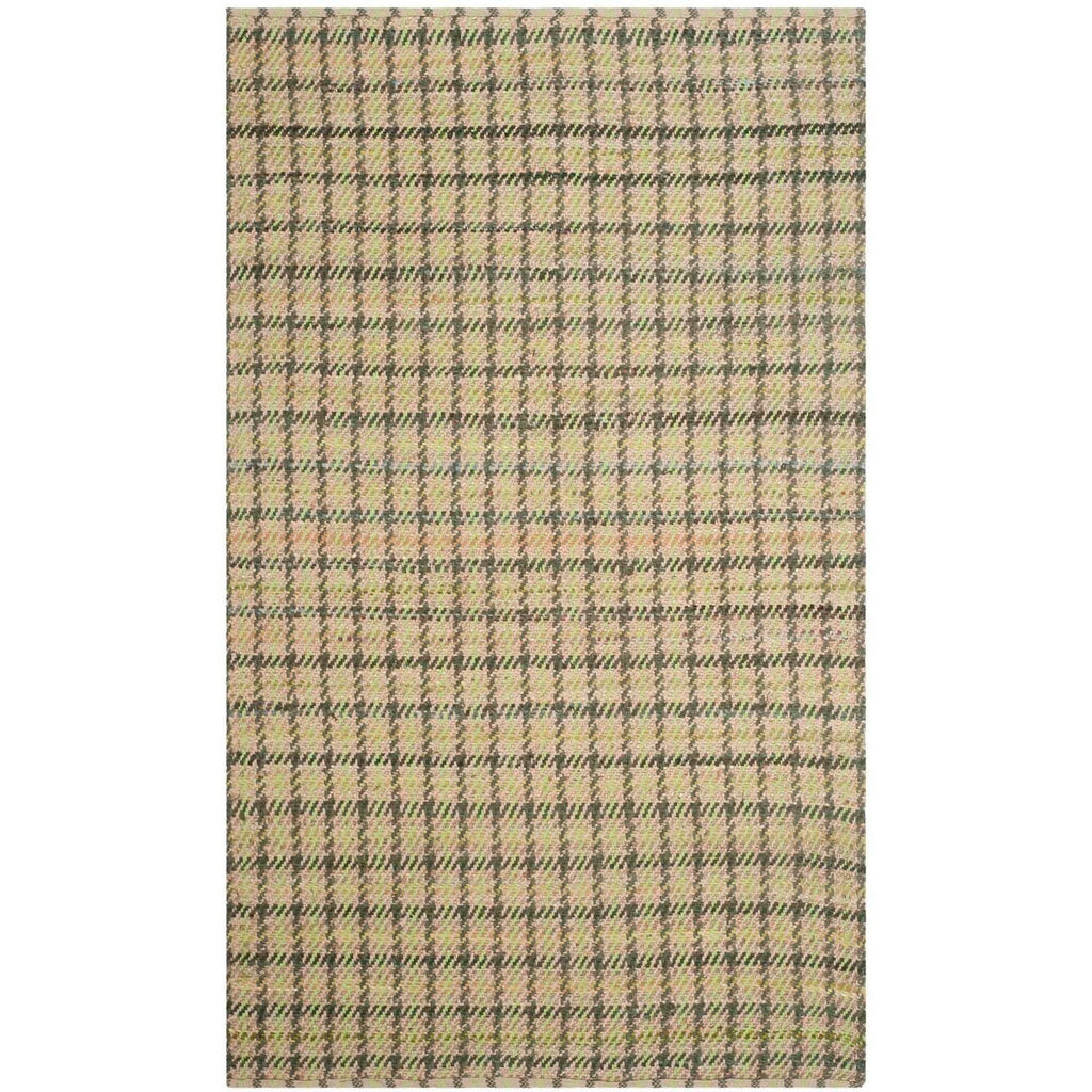 Green/Natural Checkered Geometric Area Rug P991746