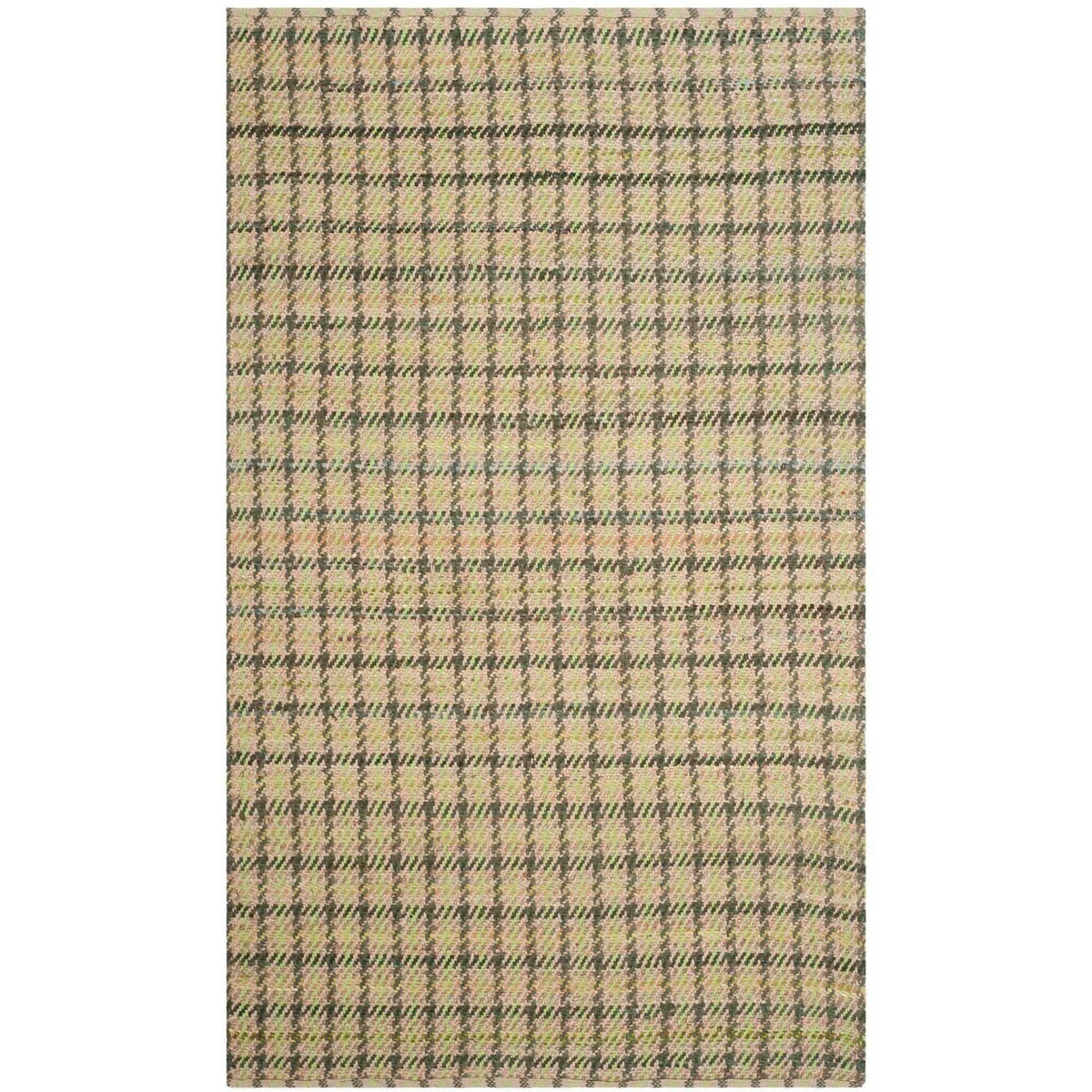 Green/Natural Checkered Geometric Area Rug P991746