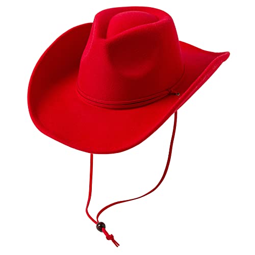 Retro Felt Wide Brim Cowboy Hat with Wind Lanyard R770