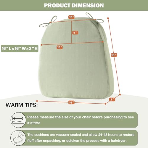 Sage Green 16"x16"x2" Set of 2 Chair Cushions with Ties X334