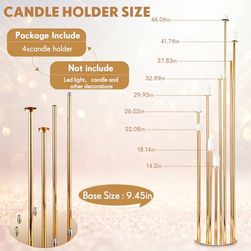 Gold 2 Pcs Metal Floor Candle Holder A70745