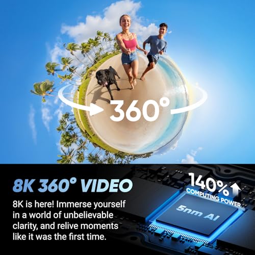 Waterproof 8K 360 Action Camera with Removable Lens Guards P770