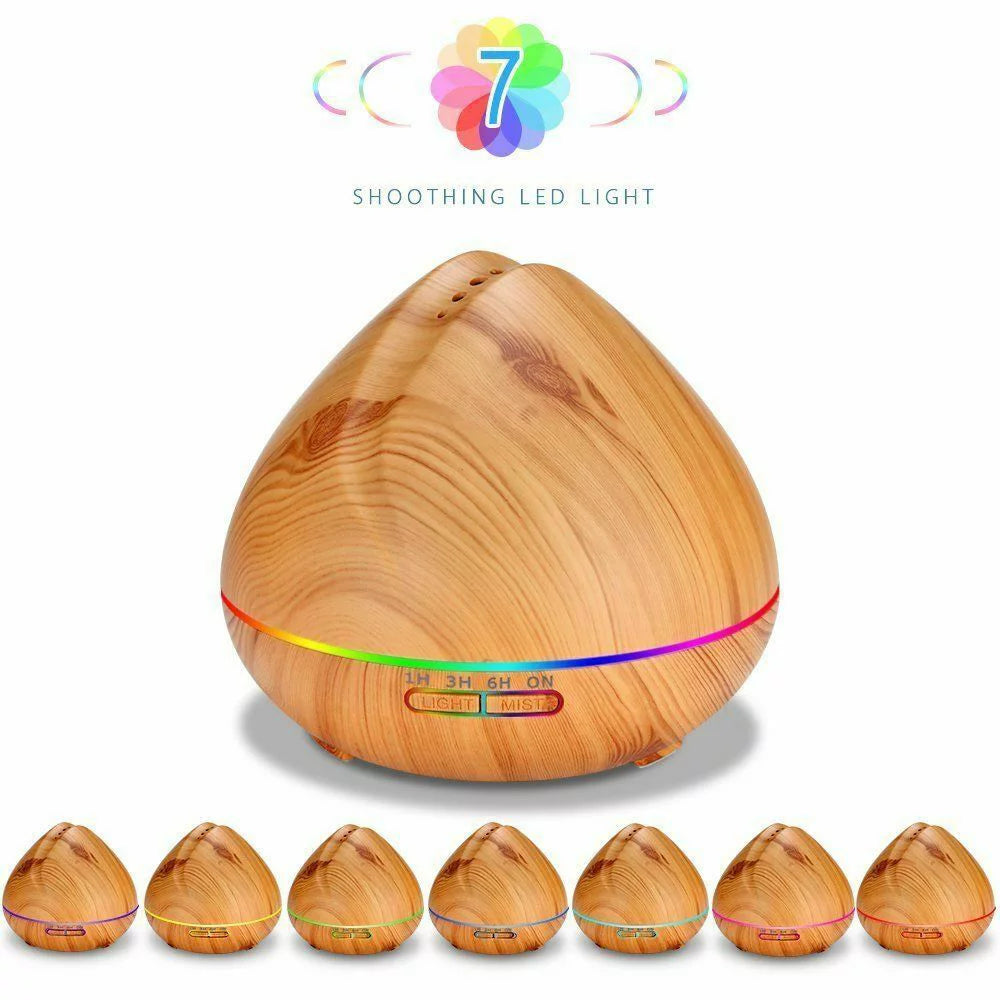 550ml Wood Grain Ultrasonic Cool Mist Aroma Essential Oil Diffuser O5341